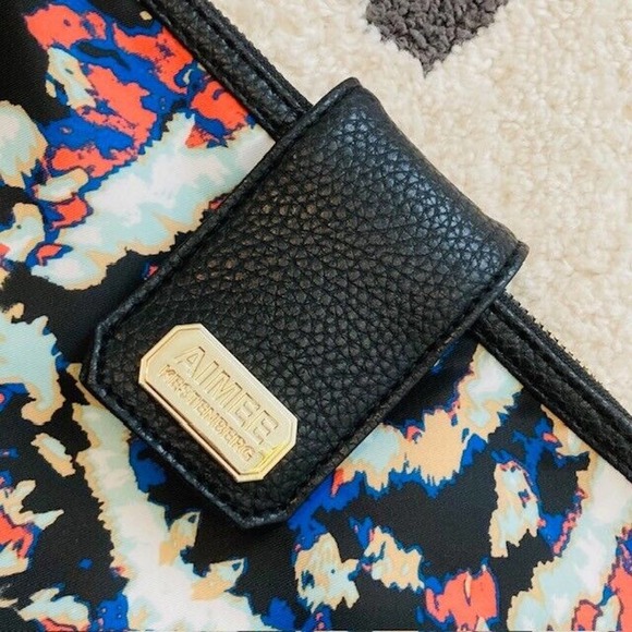 Aimee Kestenberg Malibu Print Colorful Leather Cosmetic Bag Toiletry Travel Case - Picture 5 of 12